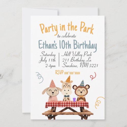 Party in the Park Birthday Invitation