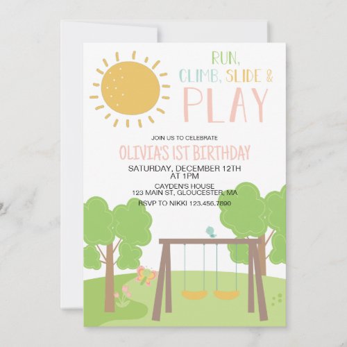 Party in the Park Playground Birthday Invitation