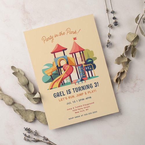 Party in the Park Playground Birthday  Invitation