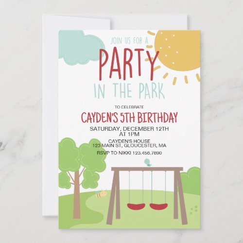 Party in the Park Playground Birthday Invitation