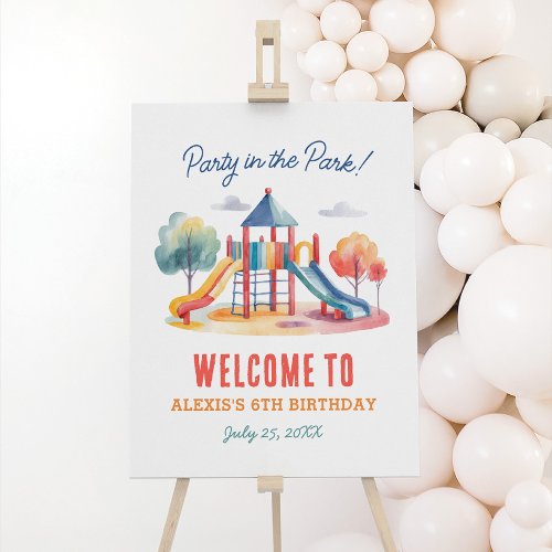 Party in the Park Playground Birthday Welcome Sign