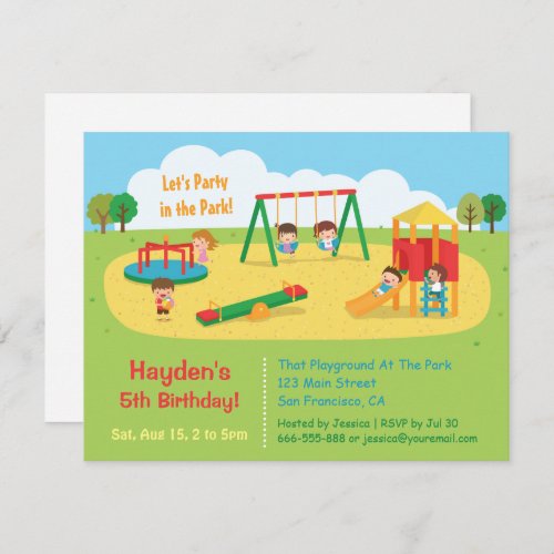 Party in the Park Playground Kids Birthday Invitation