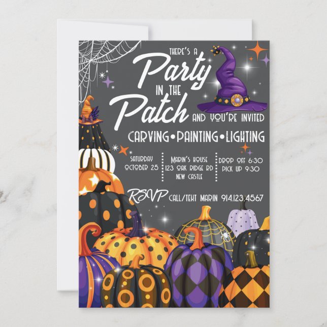 Party in the Patch Halloween Invitation (Front)