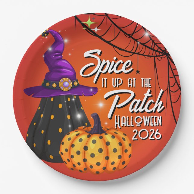 Party in the Patch Halloween Lunch Paper Plates (Front)
