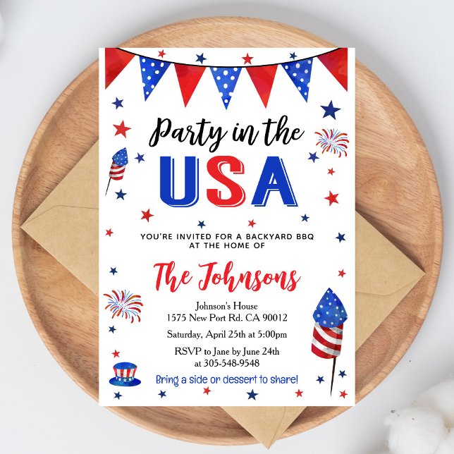 Party in the USA 4th of July Backyard BBQ Invite (Creator Uploaded)