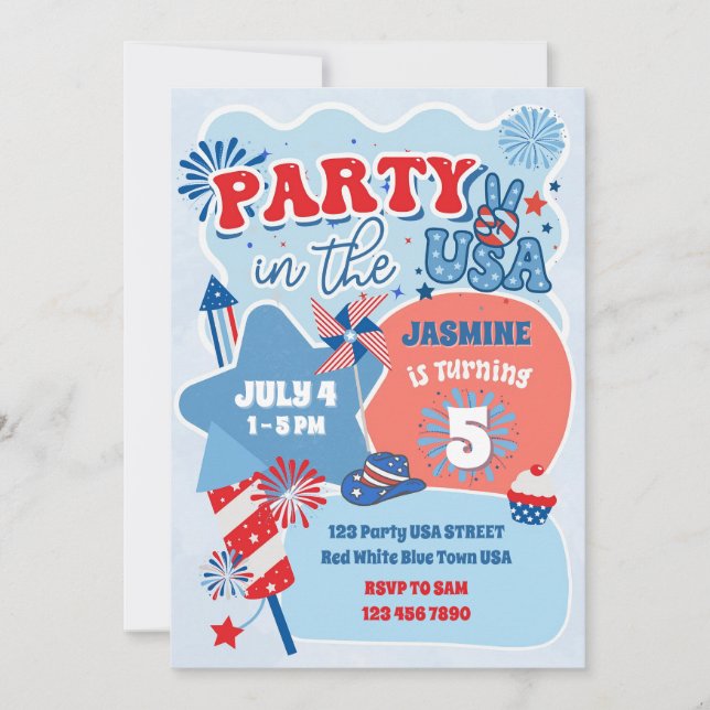 Party in the USA 4th of July Birthday Invitation (Front)