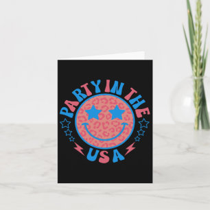 Party In The Usa 4th Of July Preppy Smile Kids Tee Card