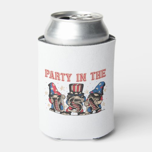 Party In The Usa Hot Dog Love Funny Fourth Of July Can Cooler