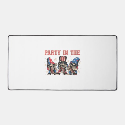 Party In The Usa Hot Dog Love Funny Fourth Of July Desk Mat
