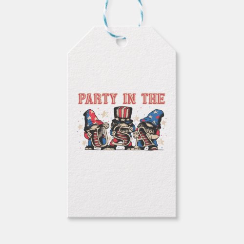 Party In The Usa Hot Dog Love Funny Fourth Of July Gift Tags