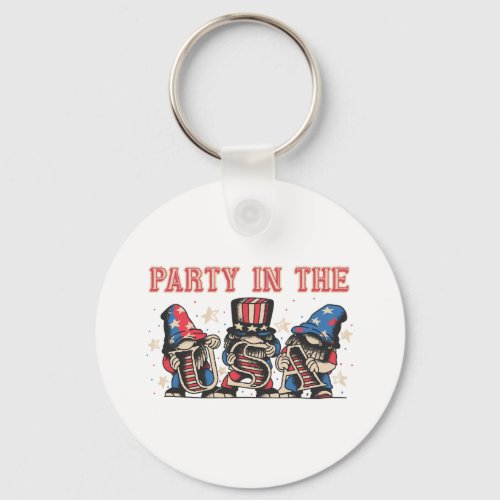 Party In The Usa Hot Dog Love Funny Fourth Of July Keychain