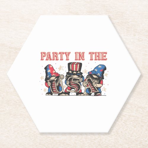 Party In The Usa Hot Dog Love Funny Fourth Of July Paper Coaster