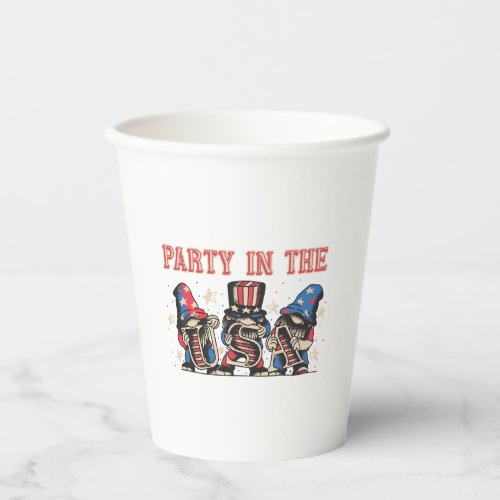 Party In The Usa Hot Dog Love Funny Fourth Of July Paper Cups