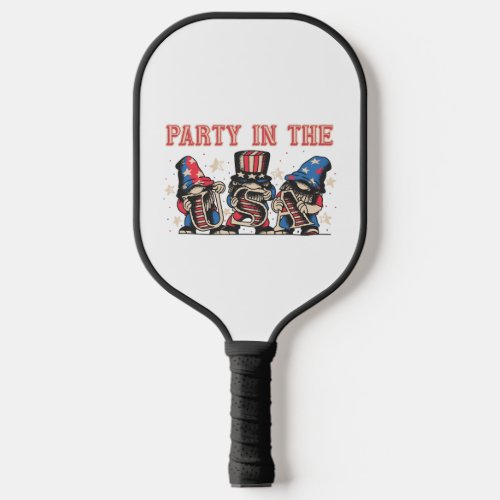 Party In The Usa Hot Dog Love Funny Fourth Of July Pickleball Paddle