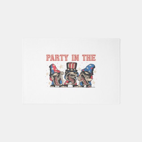 Party In The Usa Hot Dog Love Funny Fourth Of July Rug