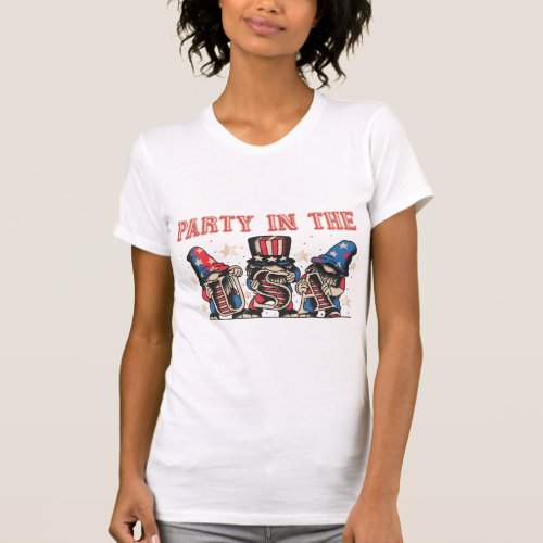 Party In The Usa Hot Dog Love Funny Fourth Of July T_Shirt