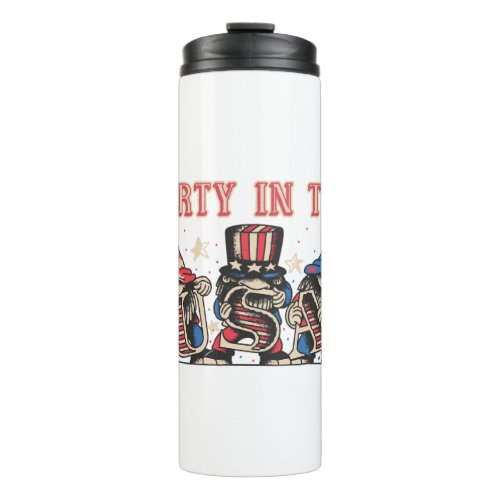 Party In The Usa Hot Dog Love Funny Fourth Of July Thermal Tumbler