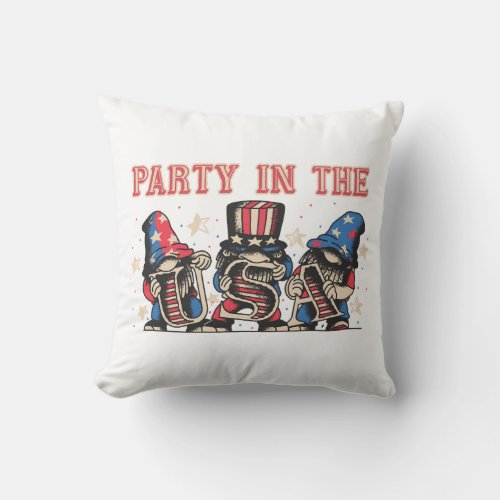 Party In The Usa Hot Dog Love Funny Fourth Of July Throw Pillow