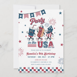 Party in The USA Kid Boy Birthday American Diner Invitation