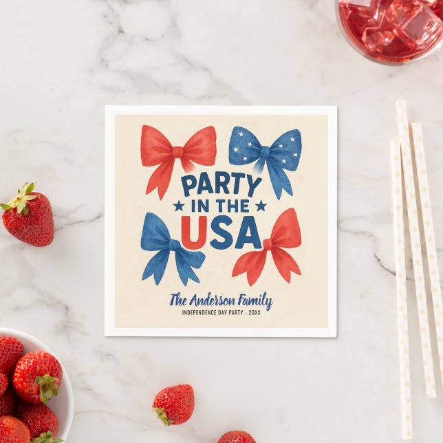 Party in the USA Patriotic 4th of July Custom Napkins (Insitu)