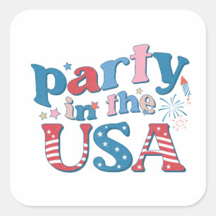 Party In The USA Patriotic Square Sticker