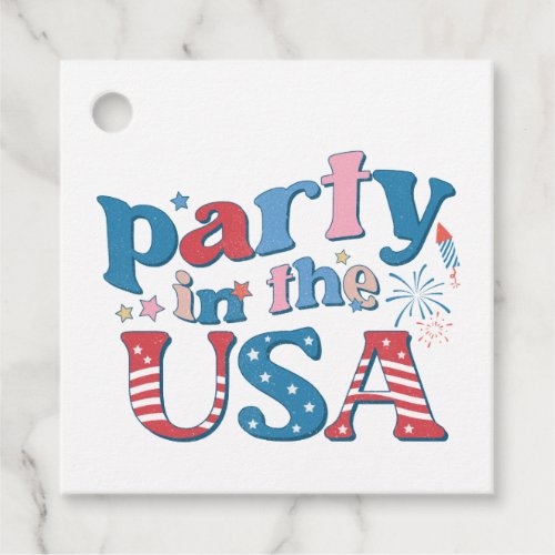 Party In The USA Patriotic  Square Sticker Favor Tags