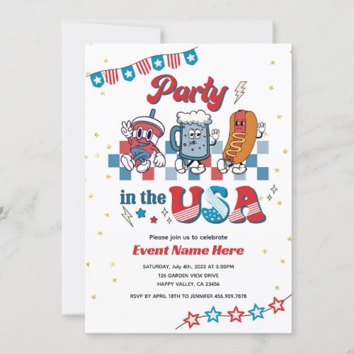 Party in The USA Retro Fun American Diner Birthday Invitation