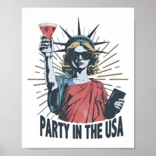 Party In The Usa Statue Of Liberty 4th Of July Pat Poster