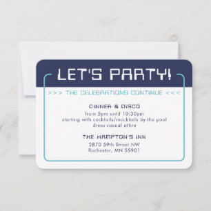 PARTY INFO INSERT modern gaming navy aqua blue Invitation