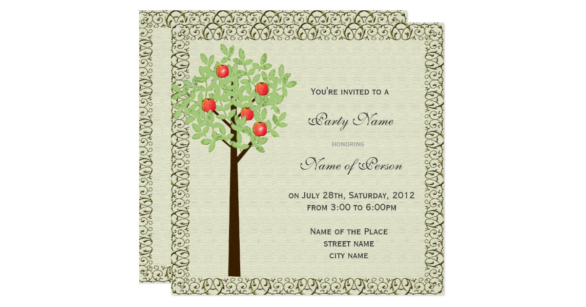 Party invitation, apple tree card | Zazzle