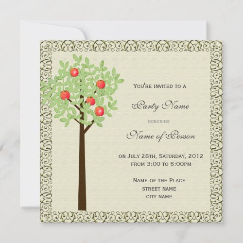 Party invitation, apple tree