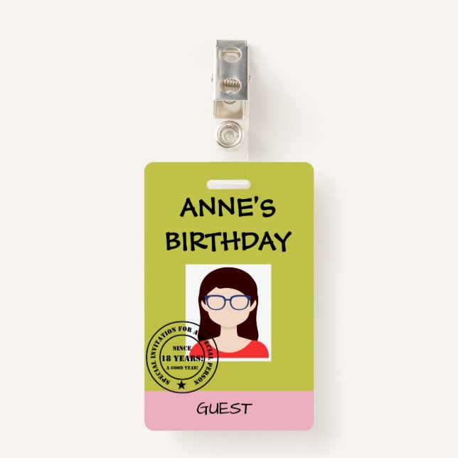 Party Invitation Badge (Front with Clip)
