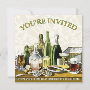 Party Invitation Beer Champagne, Oysters