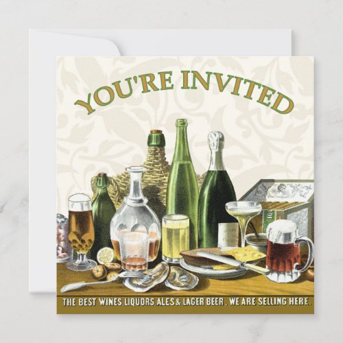 Party Invitation Beer Champagne, Oysters