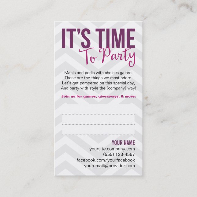 Party Invitation Business Cards (Front)