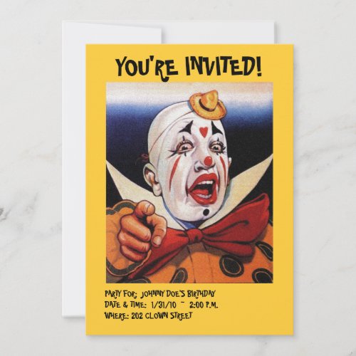 PARTY INVITATION CLOWN  EASY TO CUSTOMIZE