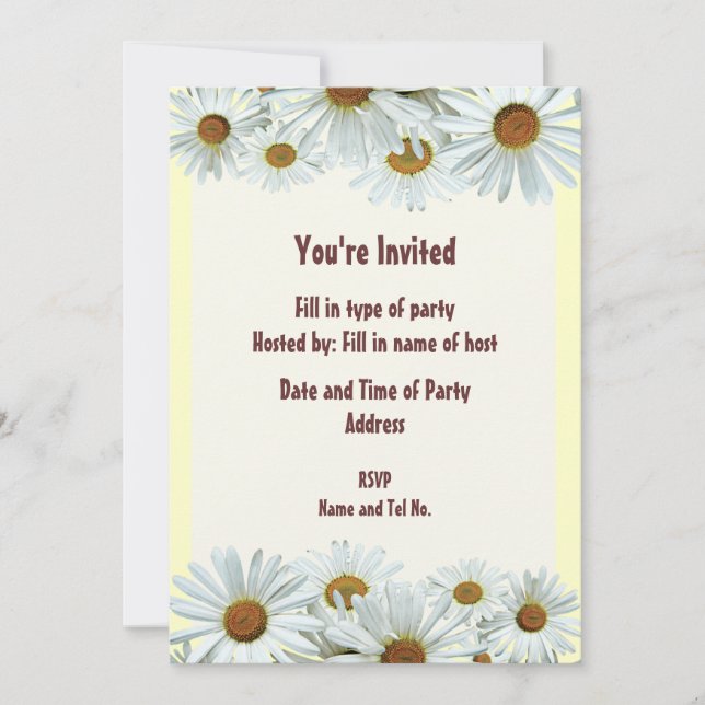 Party Invitation - Daisy Design (Front)