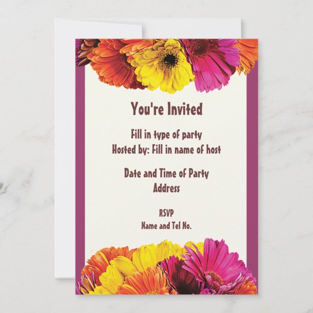 Party Invitation - Daisy Design (Front)