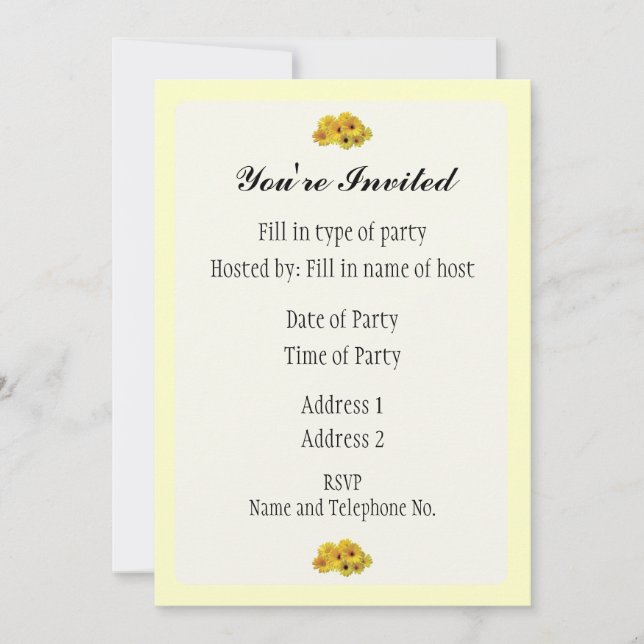 Party Invitation -Daisy Design (Front)