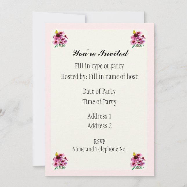 Party Invitation - Daisy Design (Front)