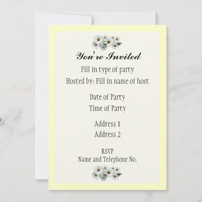 Party Invitation - Daisy Design (Front)