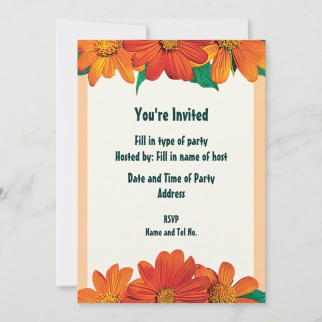 Party Invitation - Daisy Design (Front)