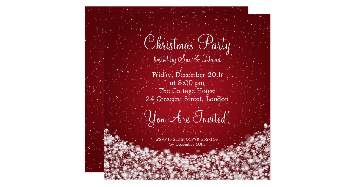 Party Invitation Elegant Night Sparkle Red | Zazzle