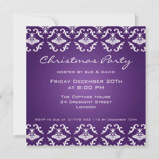 Party Invitation Elegant Pattern Purple (Front)