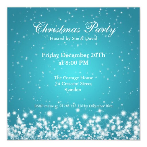 Party Invitation Elegant Sparkle Custom Blue | Zazzle