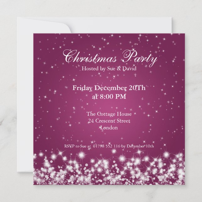 Party Invitation Elegant Sparkle Custom Pink (Front)