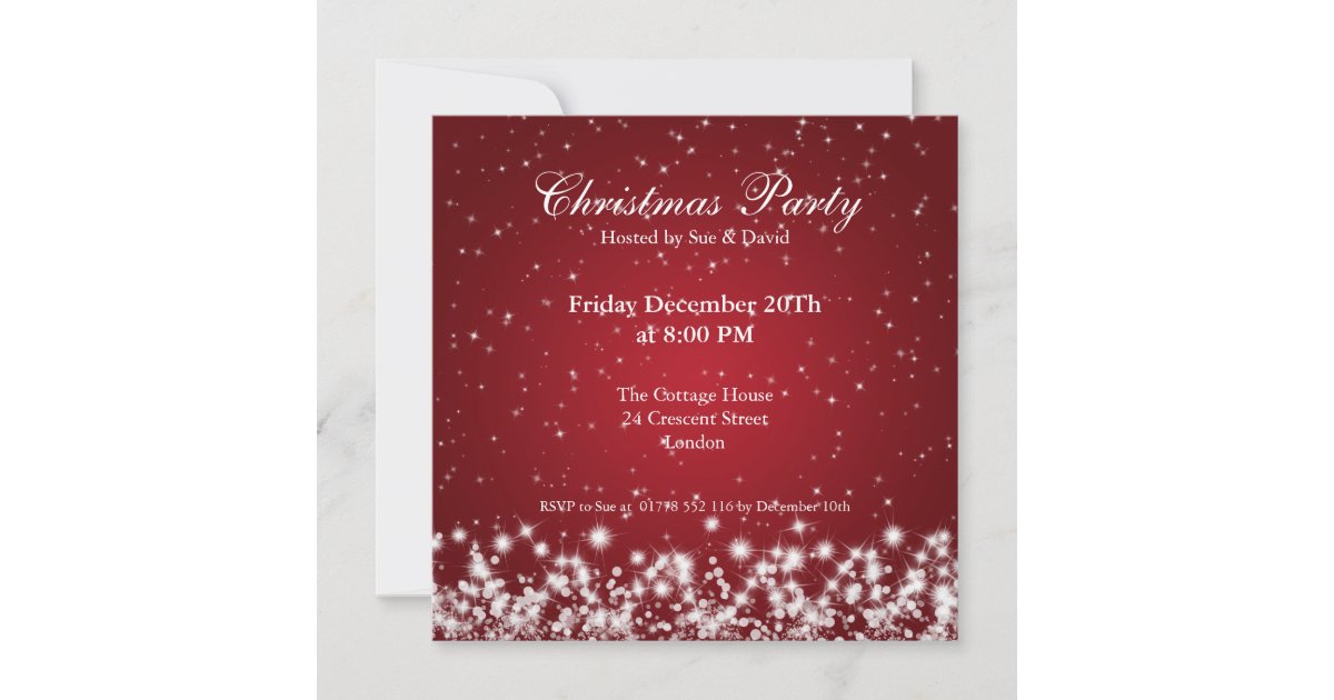Party Invitation Elegant Sparkle Custom Red | Zazzle