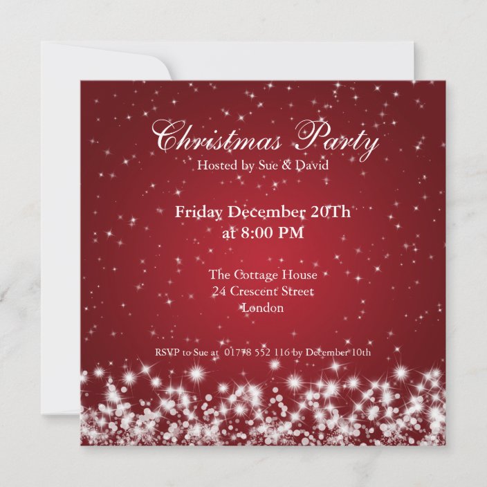 Party Invitation Elegant Sparkle Custom Red | Zazzle.com