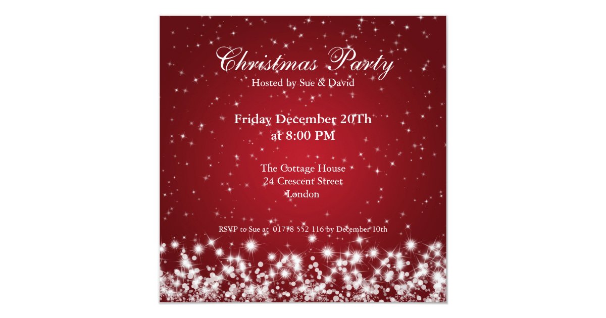 Party Invitation Elegant Sparkle Custom Red | Zazzle.com