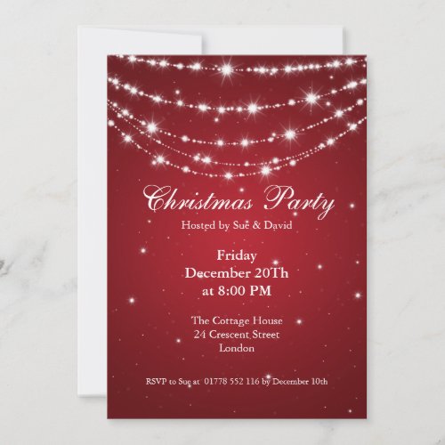 Party Invitation Elegant Sparkling Chain Red Personalized Announcement